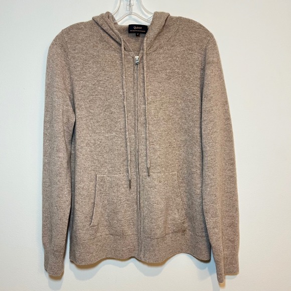 Quince Sweaters - Quince Sweater 100% Mongolian Cashmere Full Zip Hoodie Oatmeal Beige Medium